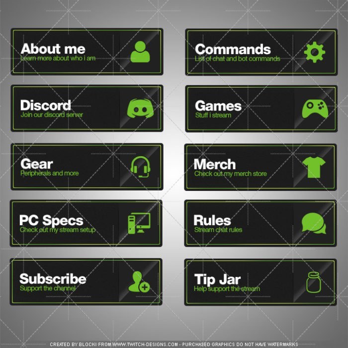 twitch panels download green english